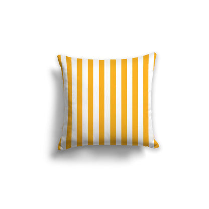 Off-White Cotton Canvas Cushion Covers with Yellow-Orange Bars on Front, CACU-CC-1390-051, 46 x 46 cm, 18 x 18 inches