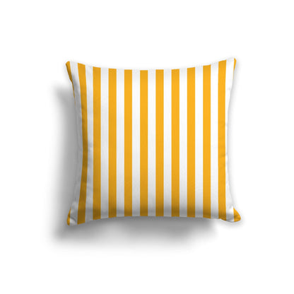 Off-White Cotton Canvas Cushion Covers with Yellow-Orange Bars on Front, CACU-CC-1390-051, 56 x 56 cm, 22 x 22 inches