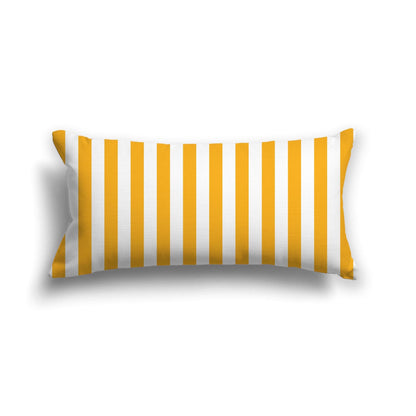 Off-White Cotton Canvas Cushion Covers with Yellow-Orange Bars on Front, CACU-CC-1390-051, 61 x 30 cm, 24 x 12 inches