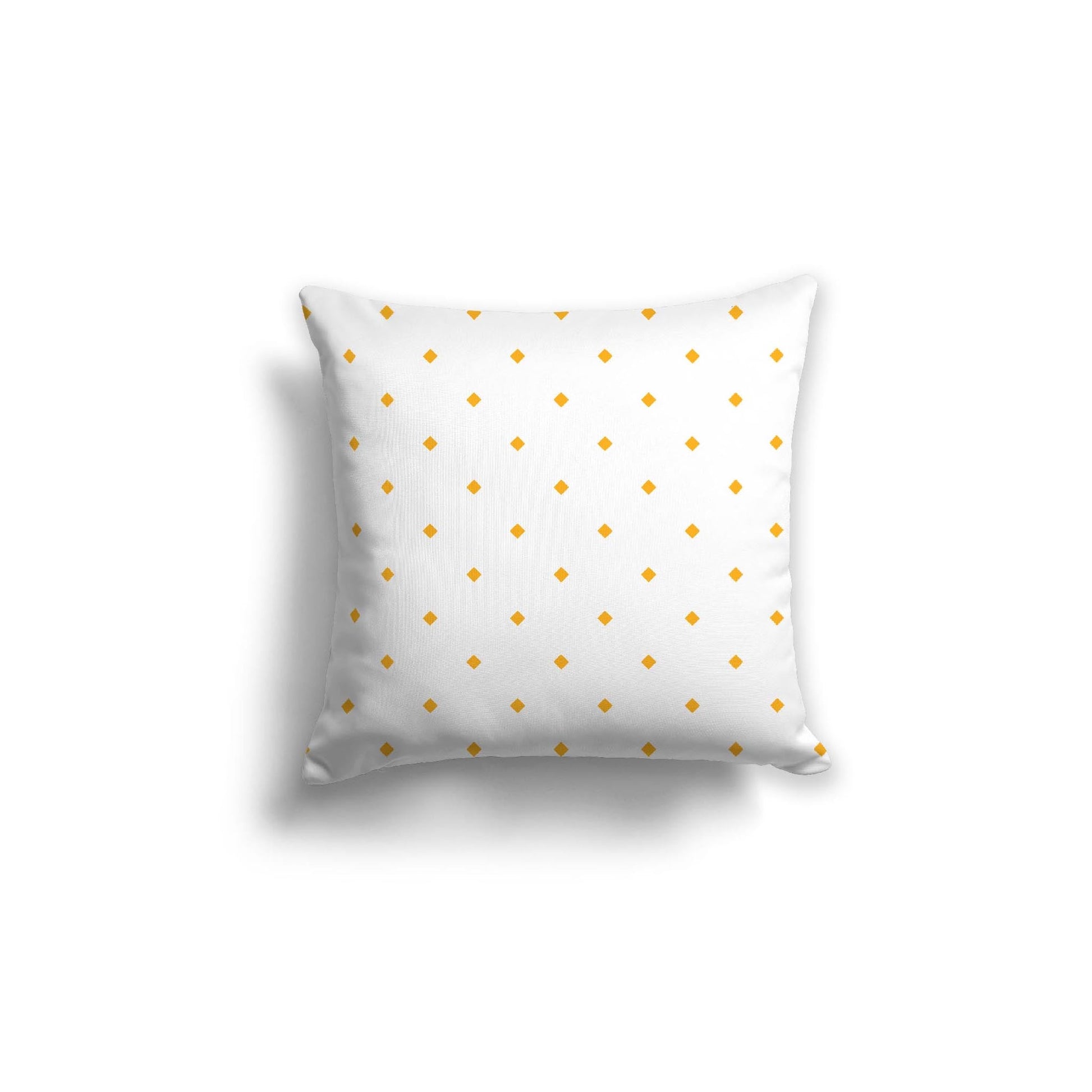 Off-White Cotton Canvas Cushion Covers with Yellow-Orange Diamonds on Front, CACU-CC-1390-101, 46 x 46 cm, 18 x 18 inches