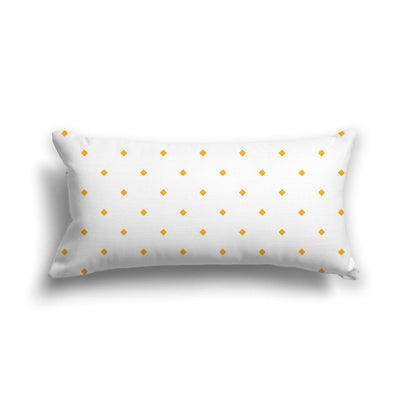 Off-White Cotton Canvas Cushion Covers with Yellow-Orange Diamonds on Front, CACU-CC-1390-101, 61 x 30 cm, 24 x 12 inches