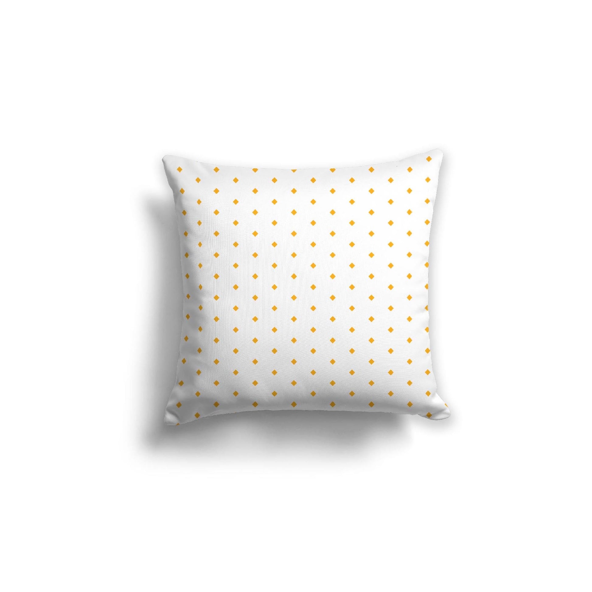 Off-White Cotton Canvas Cushion Covers with Fine Yellow-Orange Diamonds on Front, CACU-CC-1390-111, 46 x 46 cm, 18 x 18 inches