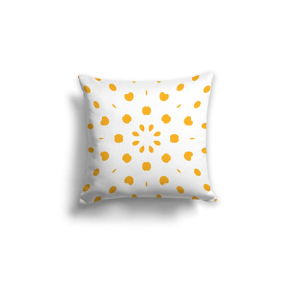 Off-White Cotton Canvas Cushion Covers with Yellow-Orange Burst Pattern on Front, CACU-CC-1390-231, 46 x 46 cm, 18 x 18 inches