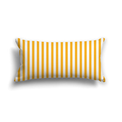 Off-White Cotton Canvas Cushion Covers with Thin Yellow-Orange Bars on Front, CACU-CC-1390-241, 61 x 30 cm, 24 x 12 inches