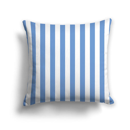 Off-White Cotton Canvas Cushion Covers with Blue Bars on Front, CACU-CC-1400-051