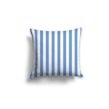 Off-White Cotton Canvas Cushion Covers with Blue Bars on Front, CACU-CC-1400-051, 46 x 46 cm, 18 x 18 inches