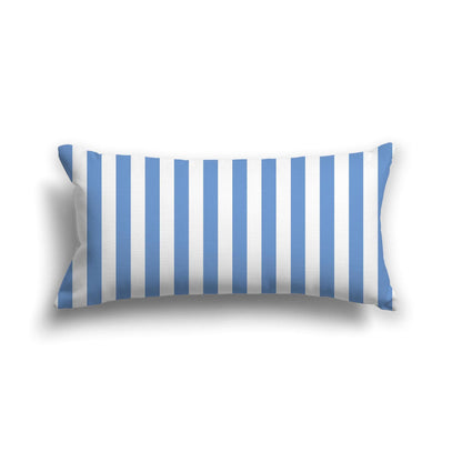 Off-White Cotton Canvas Cushion Covers with Blue Bars on Front, CACU-CC-1400-051, 61 x 30 cm, 24 x 12 inches