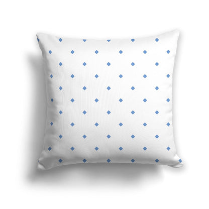 Off-White Cotton Canvas Cushion Covers with Blue Diamonds on Front, CACU-CC-1400-101