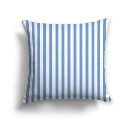 Off-White Cotton Canvas Cushion Covers with Thin Blue Bars on Front, CACU-CC-1400-241