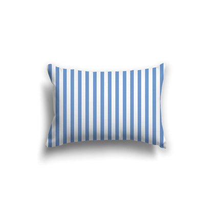Off-White Cotton Canvas Cushion Covers with Thin Blue Bars on Front, CACU-CC-1400-241, 51 x 36 cm, 20 x 14 inches