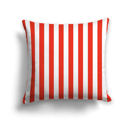 Off-White Cotton Canvas Cushion Covers with Red Bars on Front, CACU-CC-1410-051