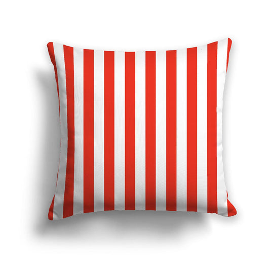 Off-White Cotton Canvas Cushion Covers with Red Bars on Front, CACU-CC-1410-051