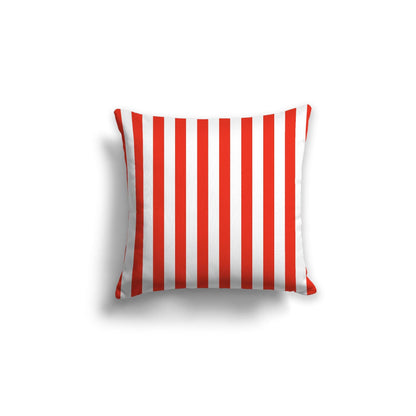Off-White Cotton Canvas Cushion Covers with Red Bars on Front, CACU-CC-1410-051, 46 x 46 cm, 18 x 18 inches