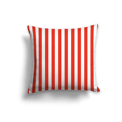 Off-White Cotton Canvas Cushion Covers with Red Bars on Front, CACU-CC-1410-051, 56 x 56 cm, 22 x 22 inches