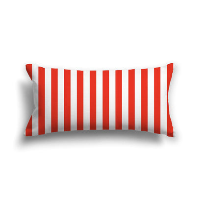Off-White Cotton Canvas Cushion Covers with Red Bars on Front, CACU-CC-1410-051, 61 x 30 cm, 24 x 12 inches
