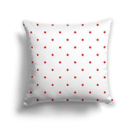 Off-White Cotton Canvas Cushion Covers with Red Diamonds on Front, CACU-CC-1410-101