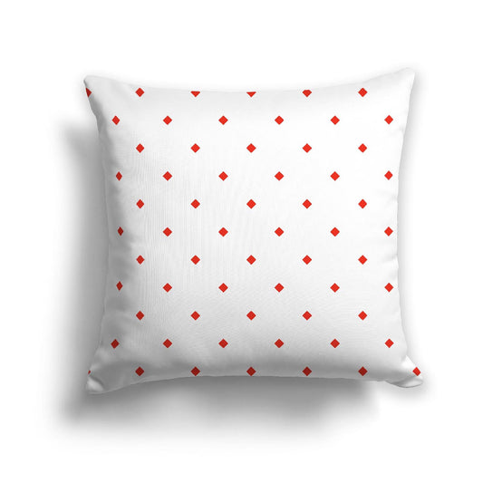 Off-White Cotton Canvas Cushion Covers with Red Diamonds on Front, CACU-CC-1410-101