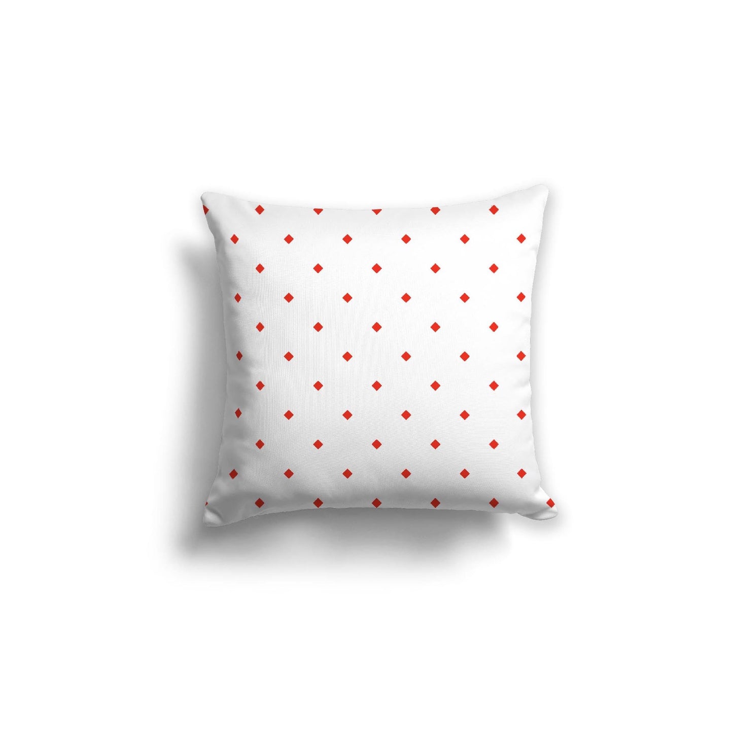 Off-White Cotton Canvas Cushion Covers with Red Diamonds on Front, CACU-CC-1410-101, 46 x 46 cm, 18 x 18 inches