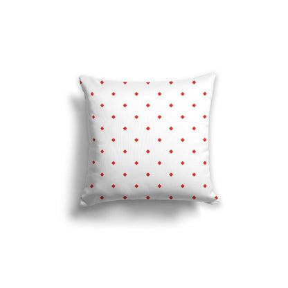 Off-White Cotton Canvas Cushion Covers with Red Diamonds on Front, CACU-CC-1410-101, 46 x 46 cm, 18 x 18 inches