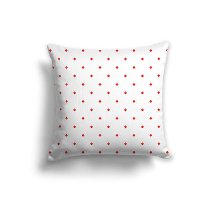 Off-White Cotton Canvas Cushion Covers with Red Diamonds on Front, CACU-CC-1410-101, 56 x 56 cm, 22 x 22 inches