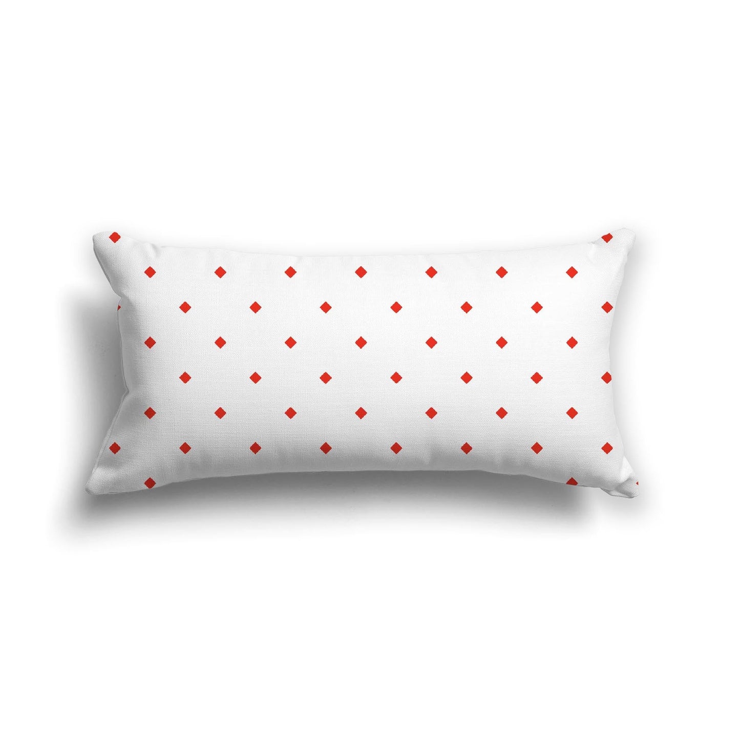 Off-White Cotton Canvas Cushion Covers with Red Diamonds on Front, CACU-CC-1410-101, 61 x 30 cm, 24 x 12 inches