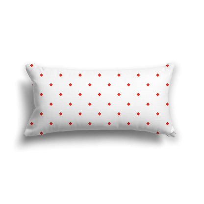 Off-White Cotton Canvas Cushion Covers with Red Diamonds on Front, CACU-CC-1410-101, 61 x 30 cm, 24 x 12 inches
