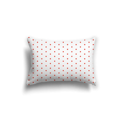 Off-White Cotton Canvas Cushion Covers with Fine Red Diamonds on Front, CACU-CC-1410-111, 51 x 36 cm, 20 x 14 inches