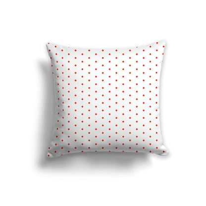Off-White Cotton Canvas Cushion Covers with Fine Red Diamonds on Front, CACU-CC-1410-111, 56 x 56 cm, 22 x 22 inches