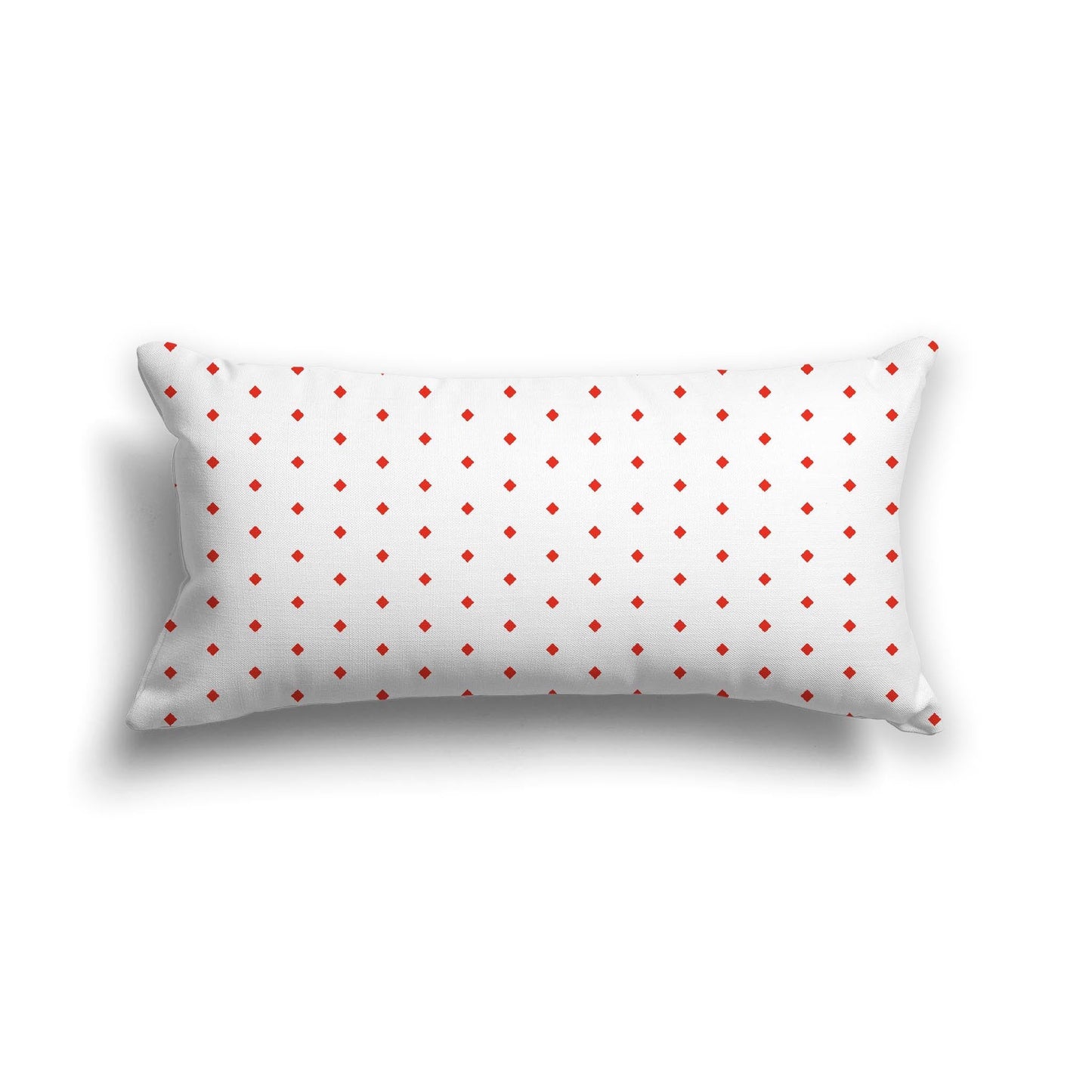 Off-White Cotton Canvas Cushion Covers with Fine Red Diamonds on Front, CACU-CC-1410-111, 61 x 30 cm, 24 x 12 inches