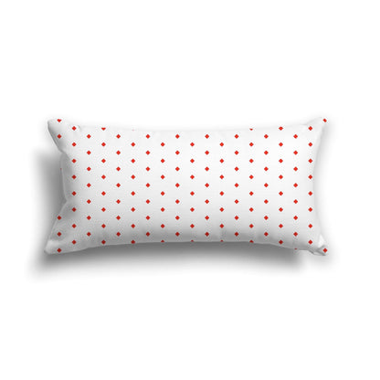Off-White Cotton Canvas Cushion Covers with Fine Red Diamonds on Front, CACU-CC-1410-111, 61 x 30 cm, 24 x 12 inches