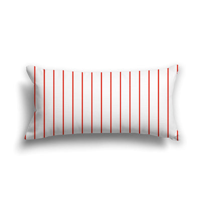 Off-White Cotton Canvas Cushion Covers with Fine Red Stripes on Front, CACU-CC-1410-151, 61 x 30 cm, 24 x 12 inches