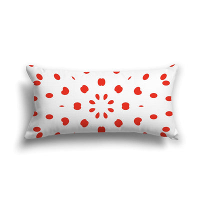 Off-White Cotton Canvas Cushion Covers with Red Burst Pattern on Front, CACU-CC-1410-231, 61 x 30 cm, 24 x 12 inches