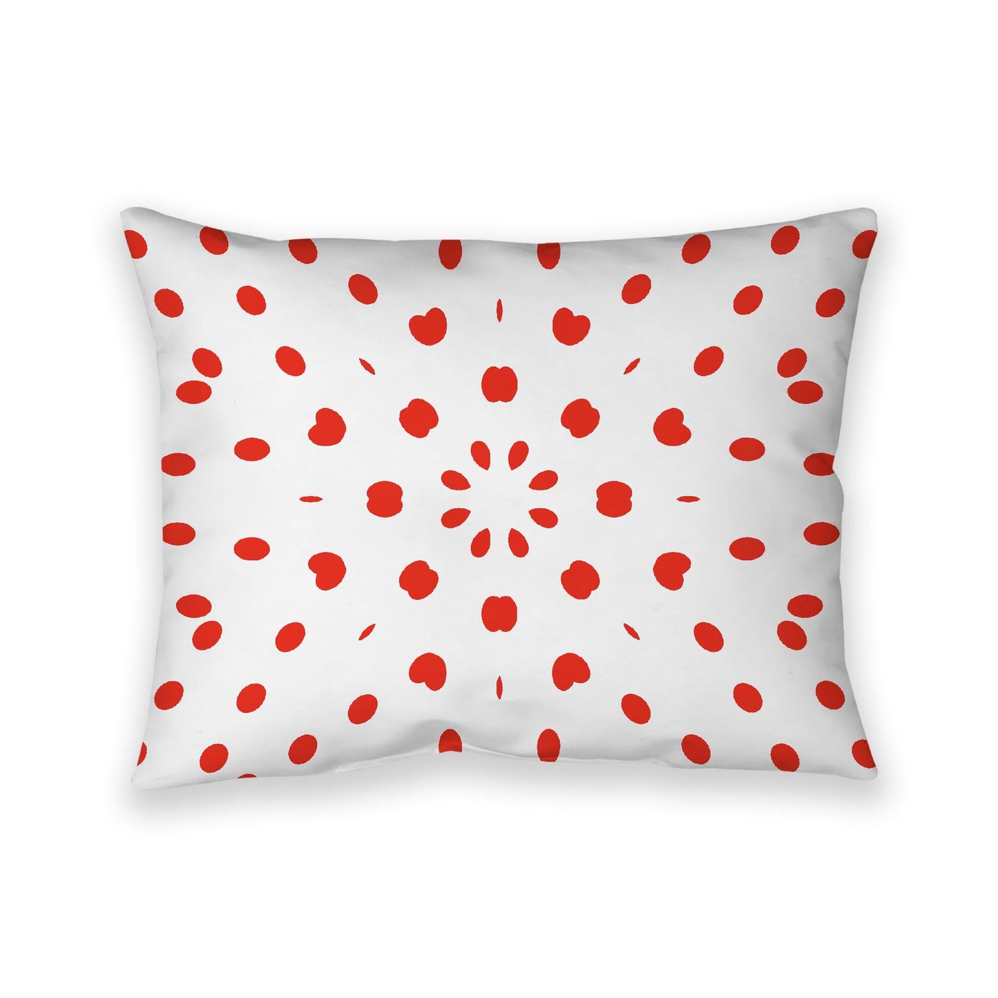 Off-White Cotton Canvas Cushion Covers with Red Burst Pattern on Front, CACU-CC-1410-231, 66 x 51 cm, 26 x 20 inches