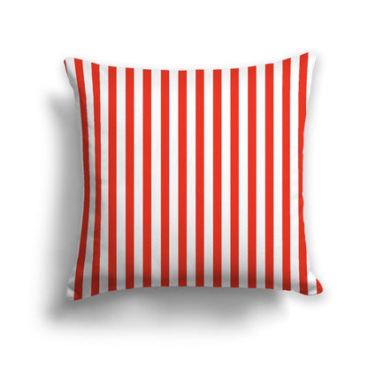 Off-White Cotton Canvas Cushion Covers with Thin Red Bars on Front, CACU-CC-1410-241