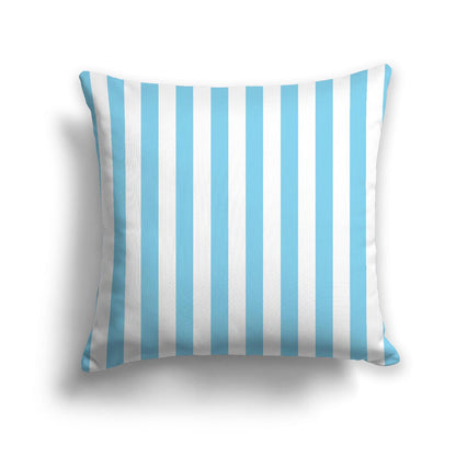 Off-White Cotton Canvas Cushion Covers with Blue Bars on Front, CACU-CC-1430-051