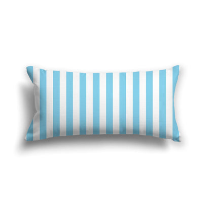 Off-White Cotton Canvas Cushion Covers with Blue Bars on Front, CACU-CC-1430-051, 61 x 30 cm, 24 x 12 inches