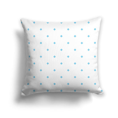 Off-White Cotton Canvas Cushion Covers with Blue Diamonds on Front, CACU-CC-1430-101