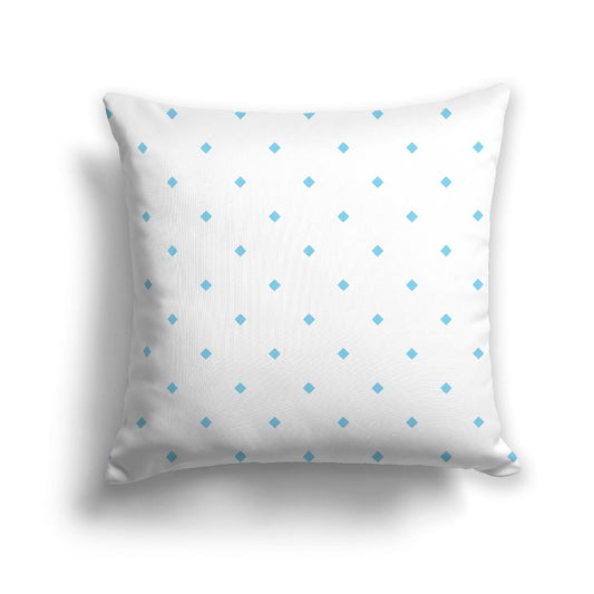 Off-White Cotton Canvas Cushion Covers with Blue Diamonds on Front, CACU-CC-1430-101