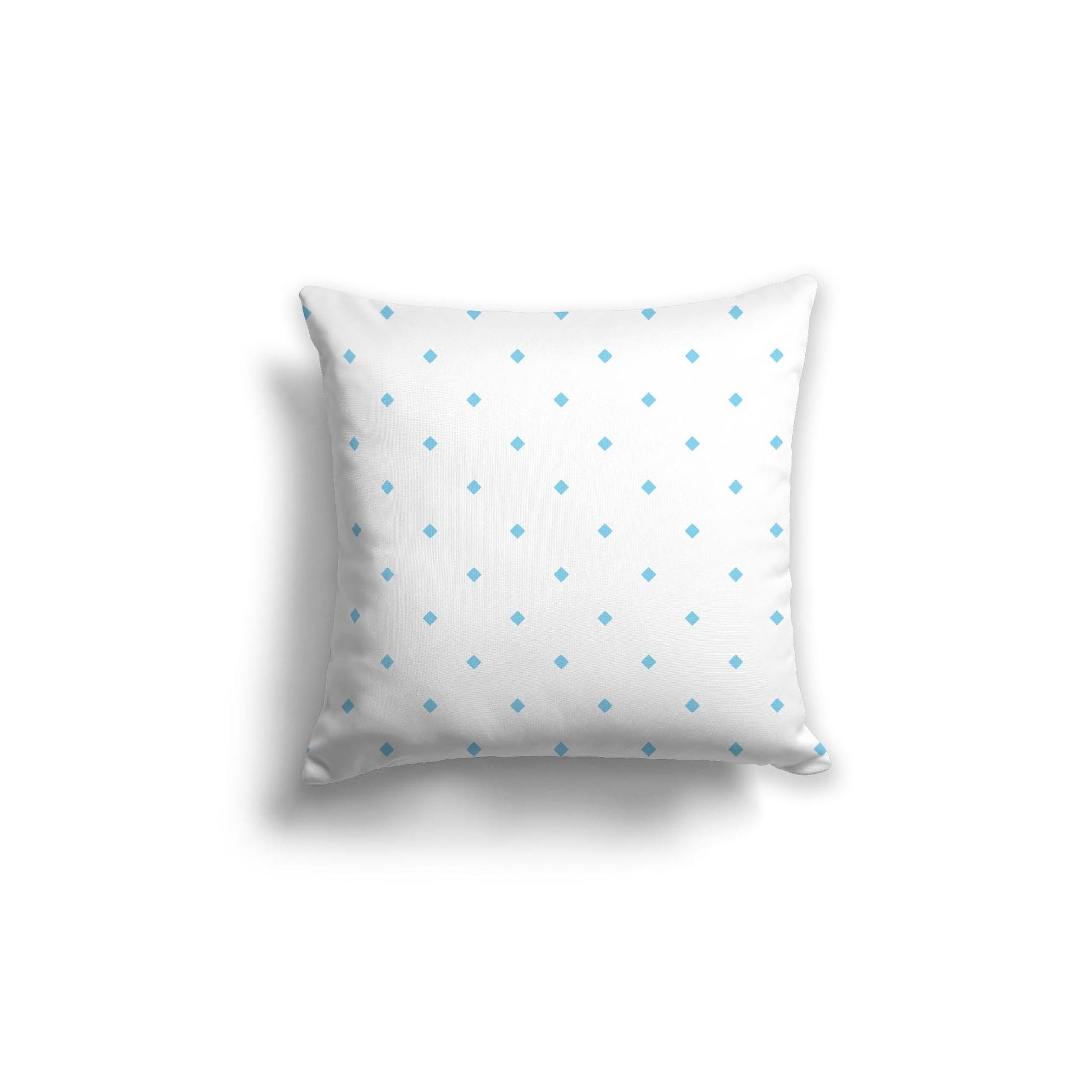 Off-White Cotton Canvas Cushion Covers with Blue Diamonds on Front, CACU-CC-1430-101, 46 x 46 cm, 18 x 18 inches