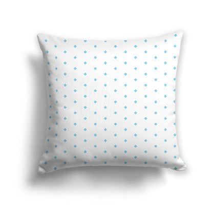 Off-White Cotton Canvas Cushion Covers with Fine Blue Diamonds on Front, CACU-CC-1430-111