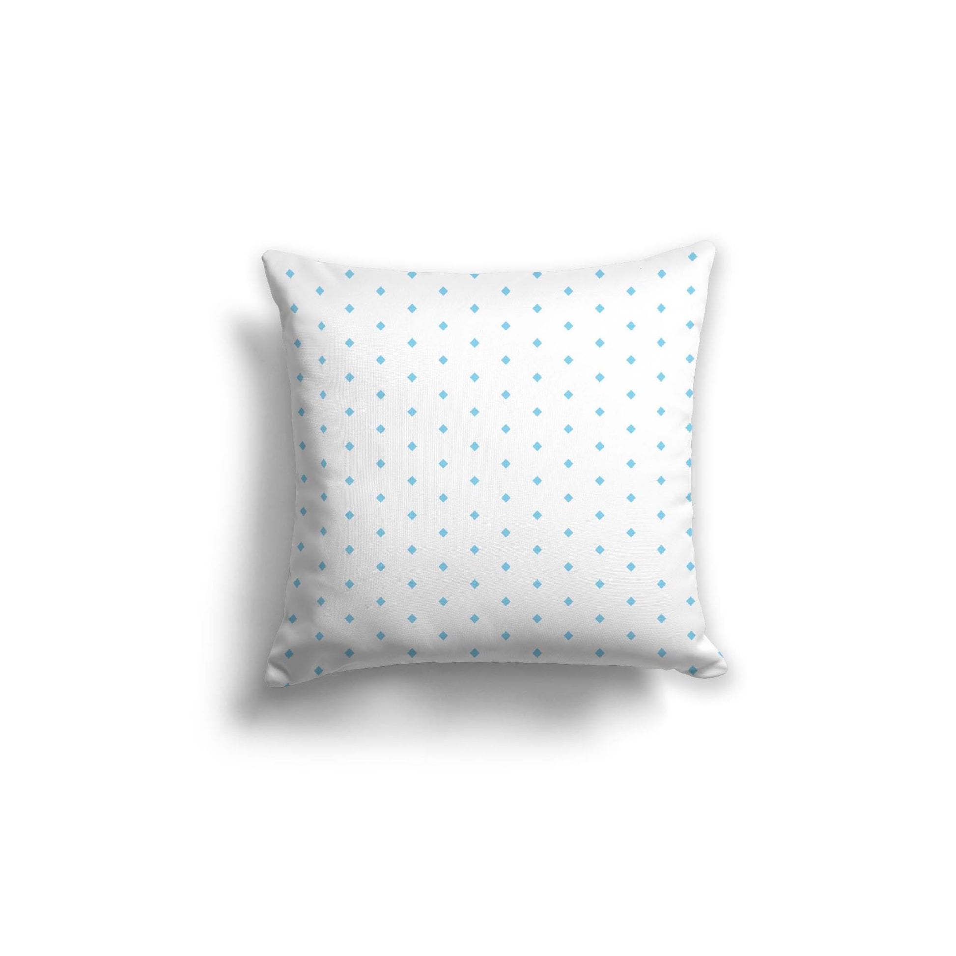 Off-White Cotton Canvas Cushion Covers with Fine Blue Diamonds on Front, CACU-CC-1430-111, 46 x 46 cm, 18 x 18 inches