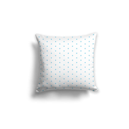 Off-White Cotton Canvas Cushion Covers with Fine Blue Diamonds on Front, CACU-CC-1430-111, 46 x 46 cm, 18 x 18 inches