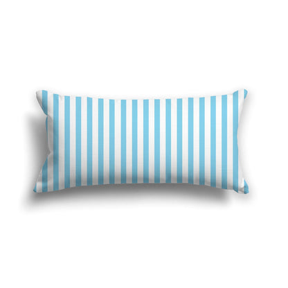 Off-White Cotton Canvas Cushion Covers with Thin Blue Bars on Front, CACU-CC-1430-241, 61 x 30 cm, 24 x 12 inches