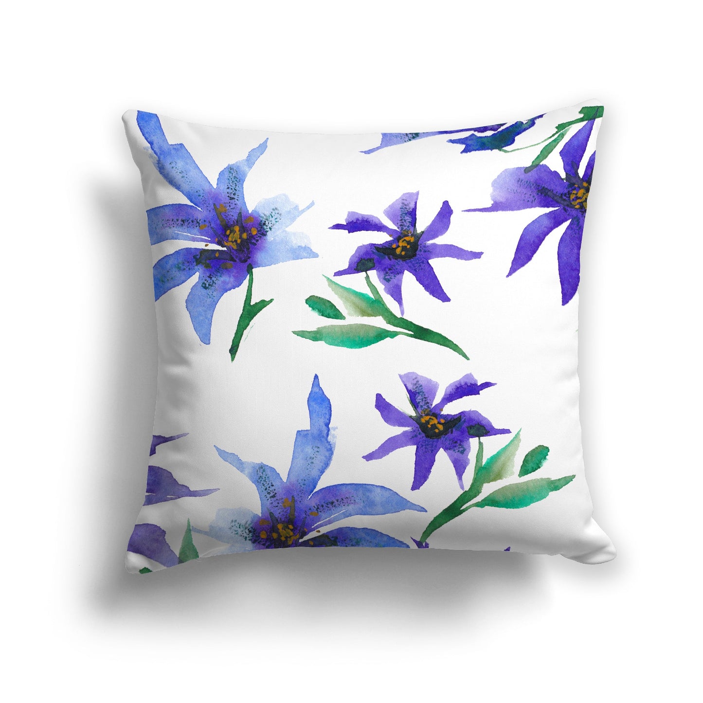 Off-white Cotton Canvas Cushion Covers with Large Purple Floral Print, CACU-CC-1304-888