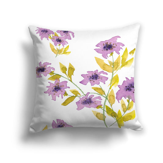 Off-white Cotton Canvas Cushion Covers with Large Mauve Floral Print, CACU-CC-1364-888