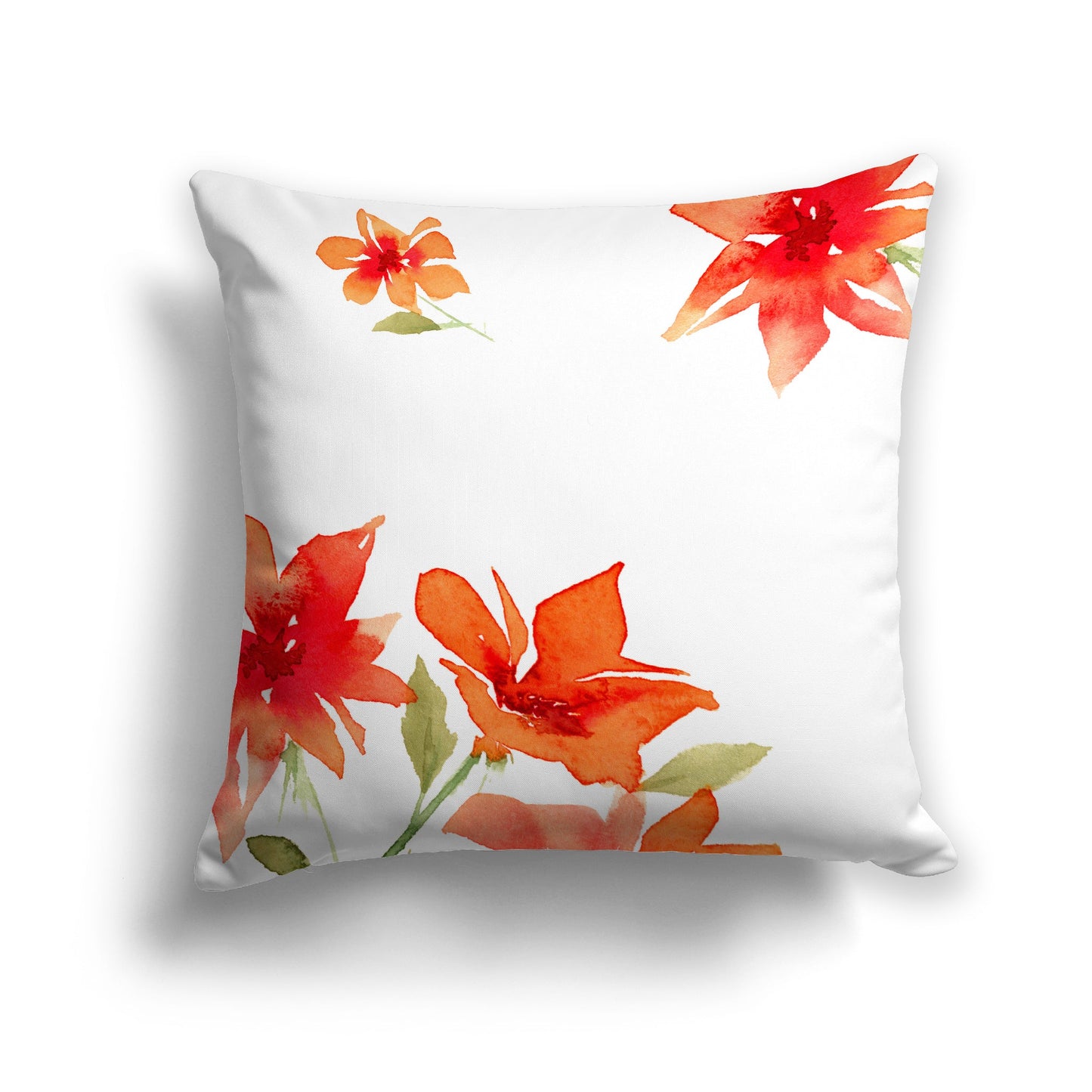 Off-white Cotton Canvas Cushion Covers with Large Red Floral Print, CACU-CC-1414-888