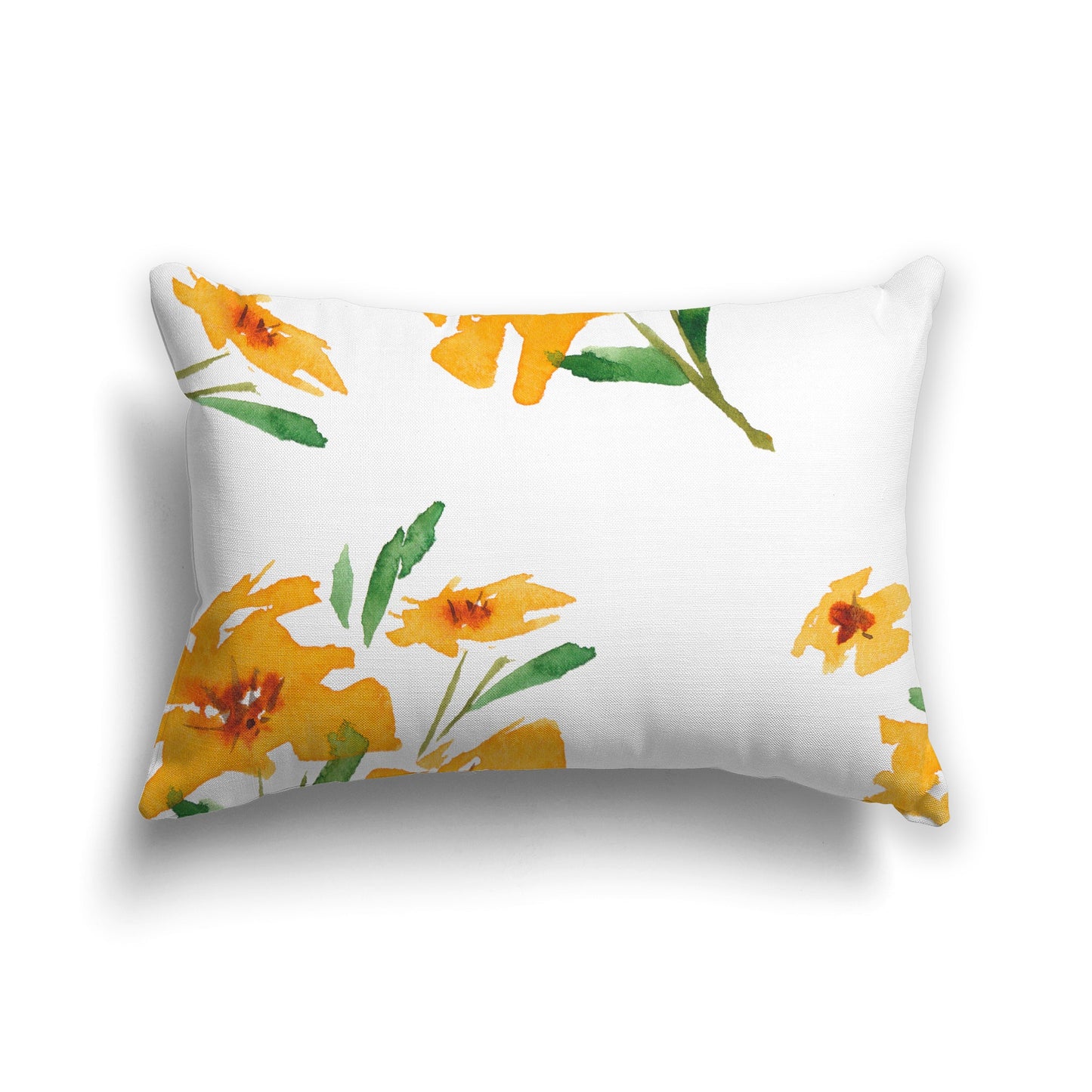 Off-white Cotton Canvas Cushion Covers with Large Yellow-Orange Floral Print, CACU-CC-1314-888