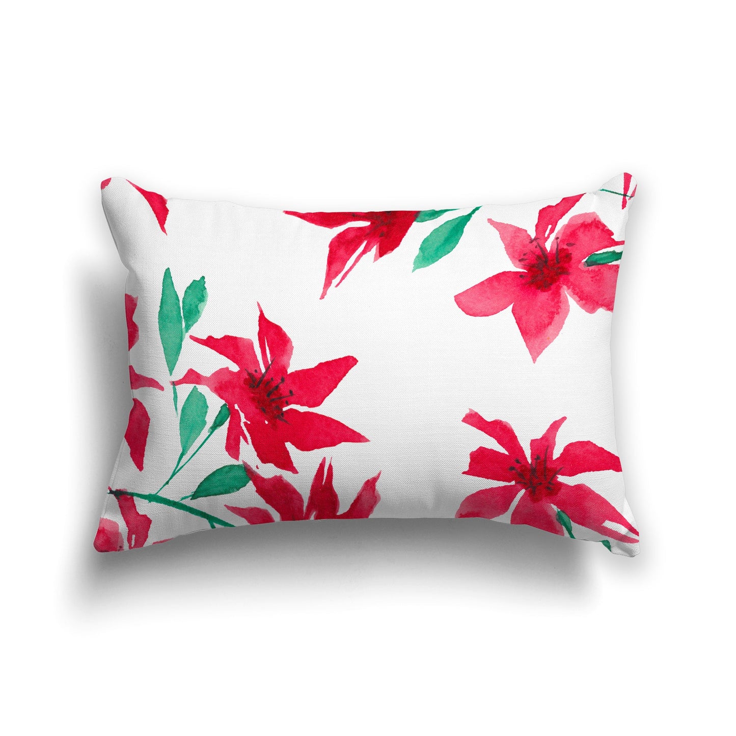 Off-white Cotton Canvas Cushion Covers with Large Red Floral Print, CACU-CC-1334-888