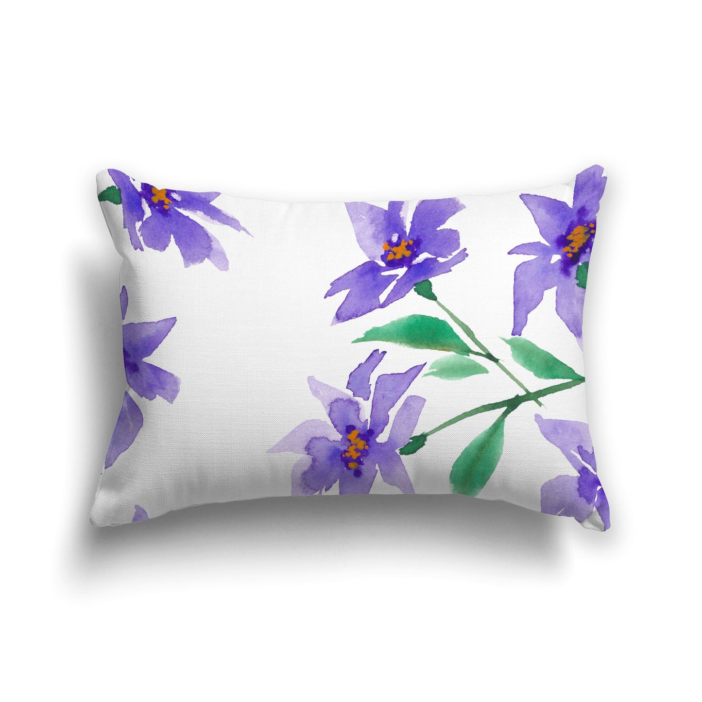Off-white Cotton Canvas Cushion Covers with Large Purple Floral Print, CACU-CC-1354-888