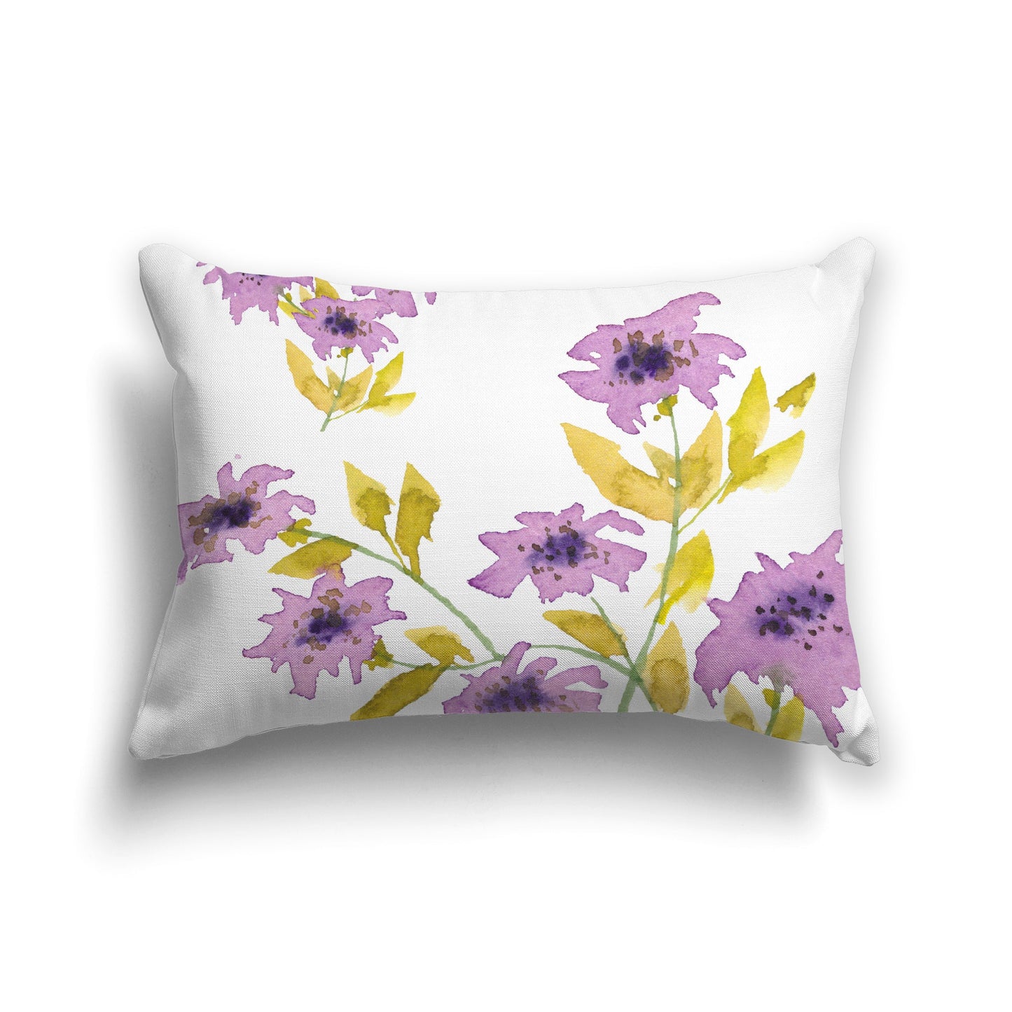Off-white Cotton Canvas Cushion Covers with Large Mauve Floral Print, CACU-CC-1364-888